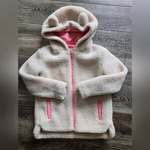 Cozy Sherpa Hoodie with Pink Accents